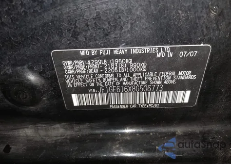 2008 Subaru Impreza 2.5I from USA, damaged, VIN JF1GE616X8G506773